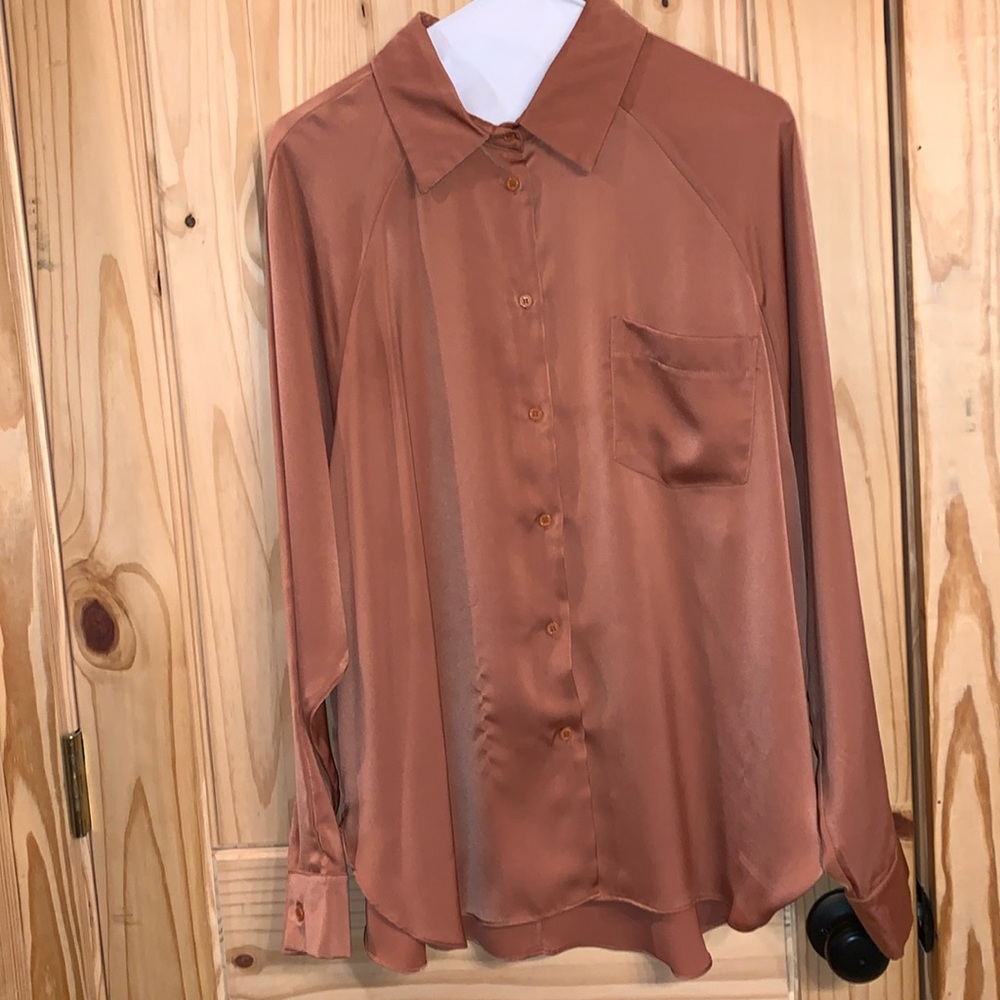 Brown Dressy Blouse Size Large